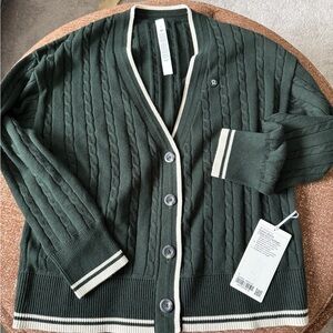 lululemon athletica Forest Green Cable Knit Cardigan